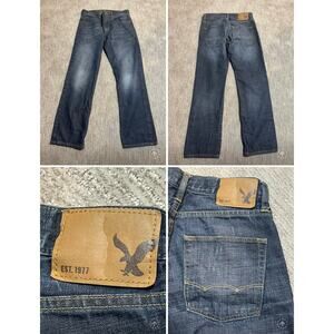 y2k grunge streetwear American Eagle slim straight jeans mens 28x27 dark wash
